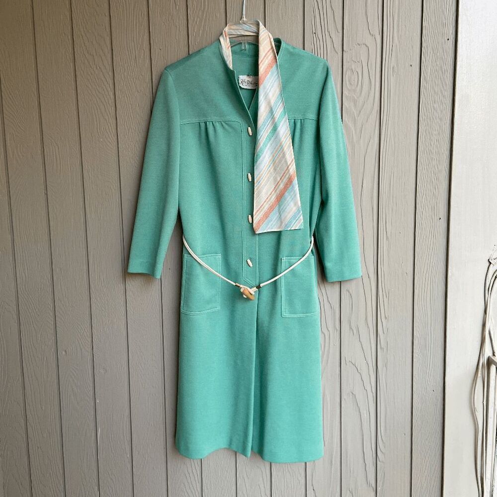 VTG 1960s Kay Windsor Dress, Belt & Scarf Stewardess Costume